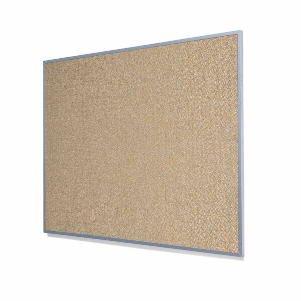 Type II Woven Vinyl Koroseal Linden II Coconut Cork Board with Narrow Light Aluminum Frame